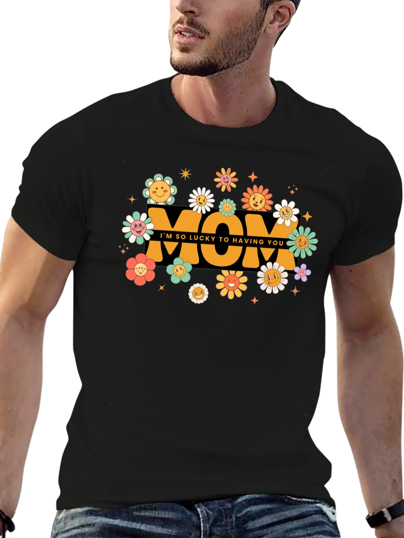 Retro Lucky To Have You Mom Graphic T-Shirt