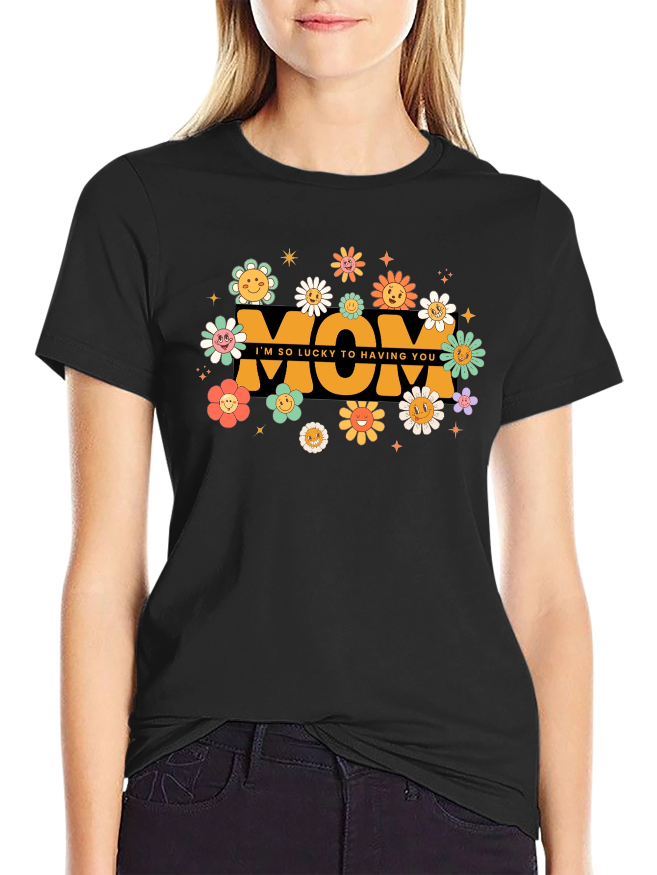 Retro Lucky To Have You Mom Graphic T-Shirt