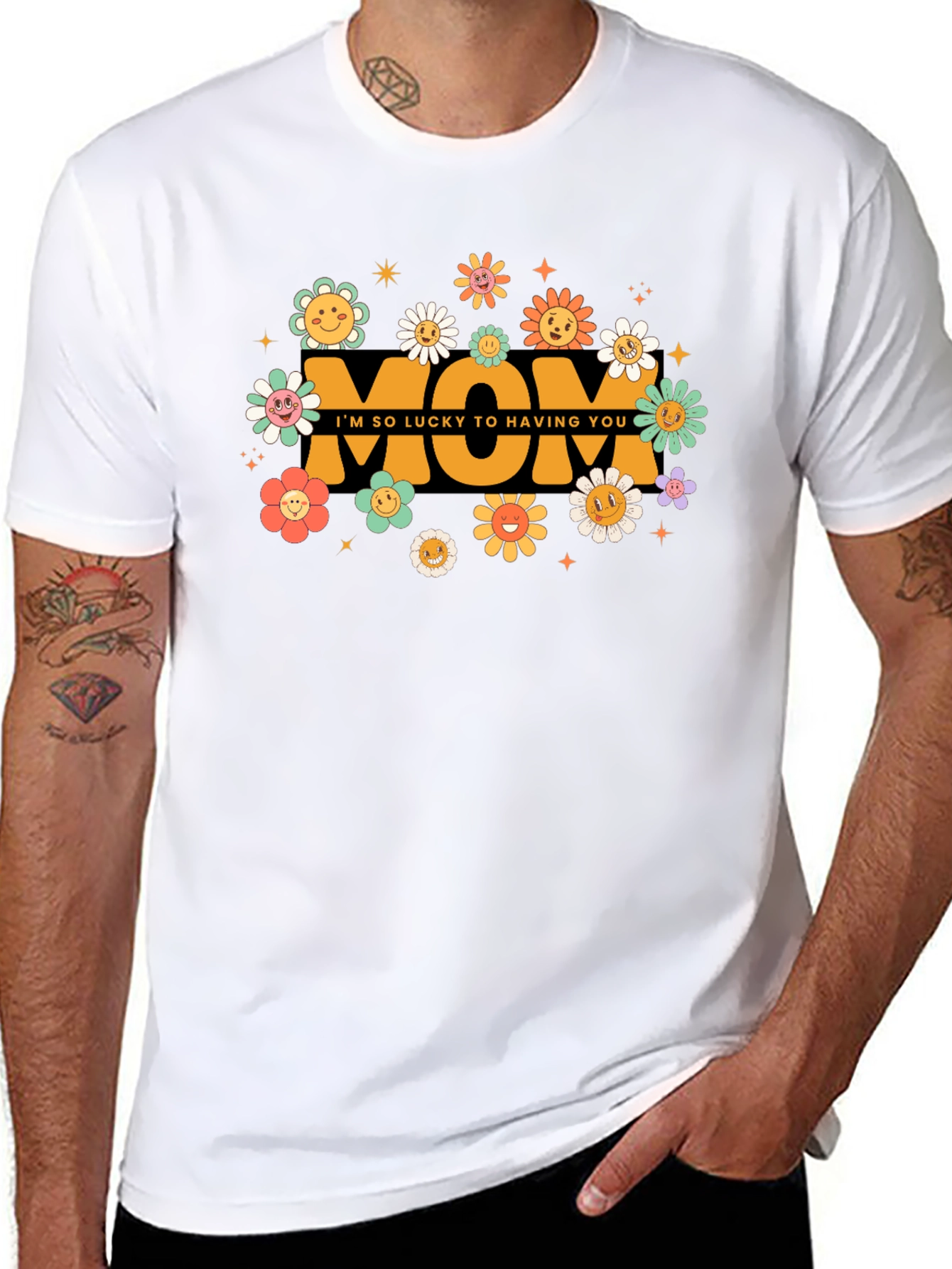 Retro Lucky To Have You Mom Graphic T-Shirt