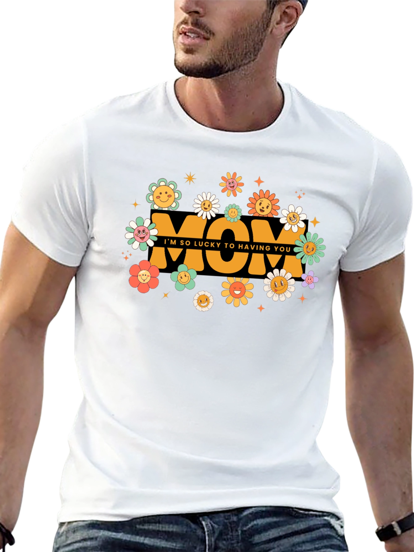 Retro Lucky To Have You Mom Graphic T-Shirt