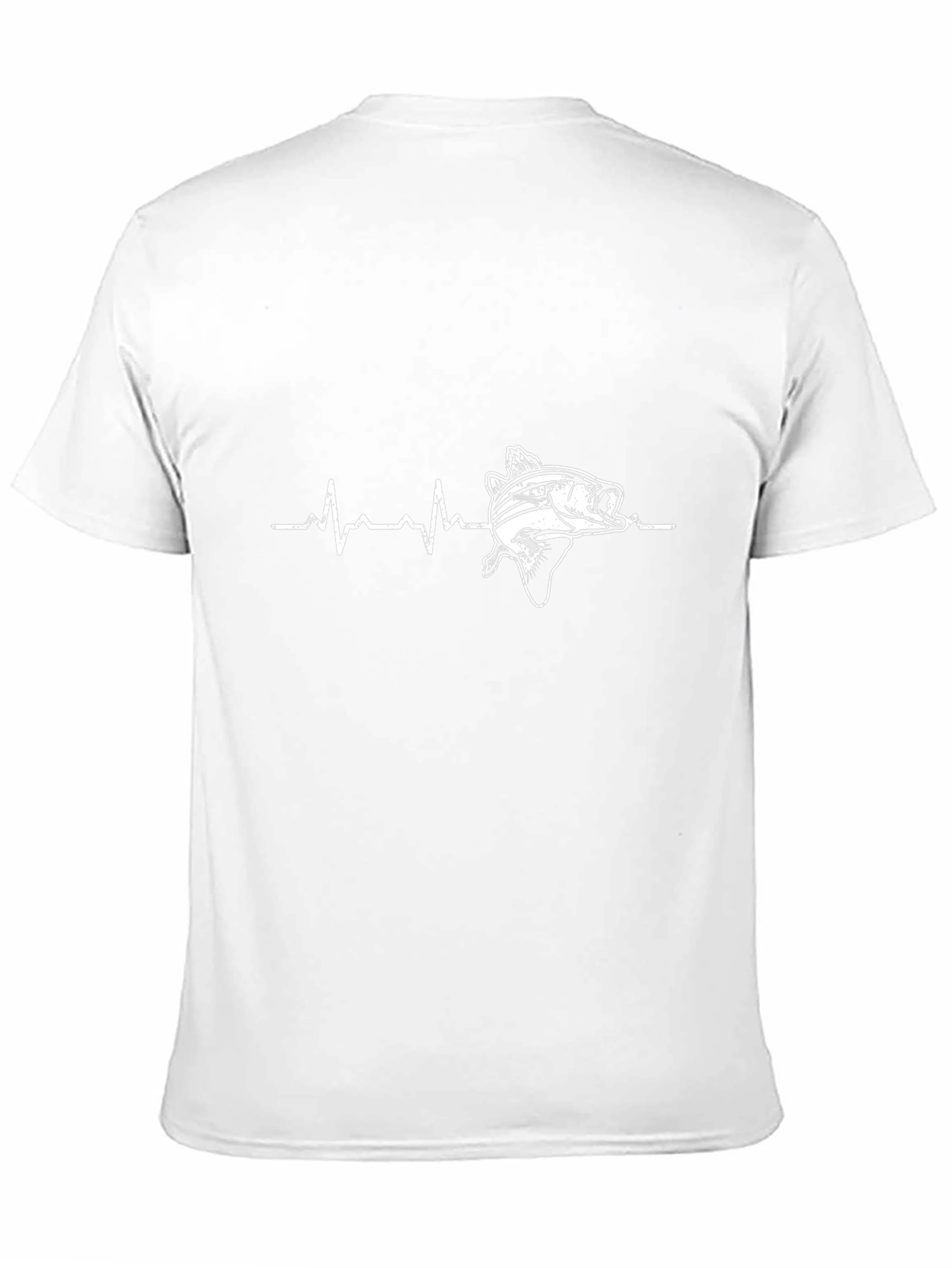 Fishing Heartbeat Graphic T-Shirt - Black