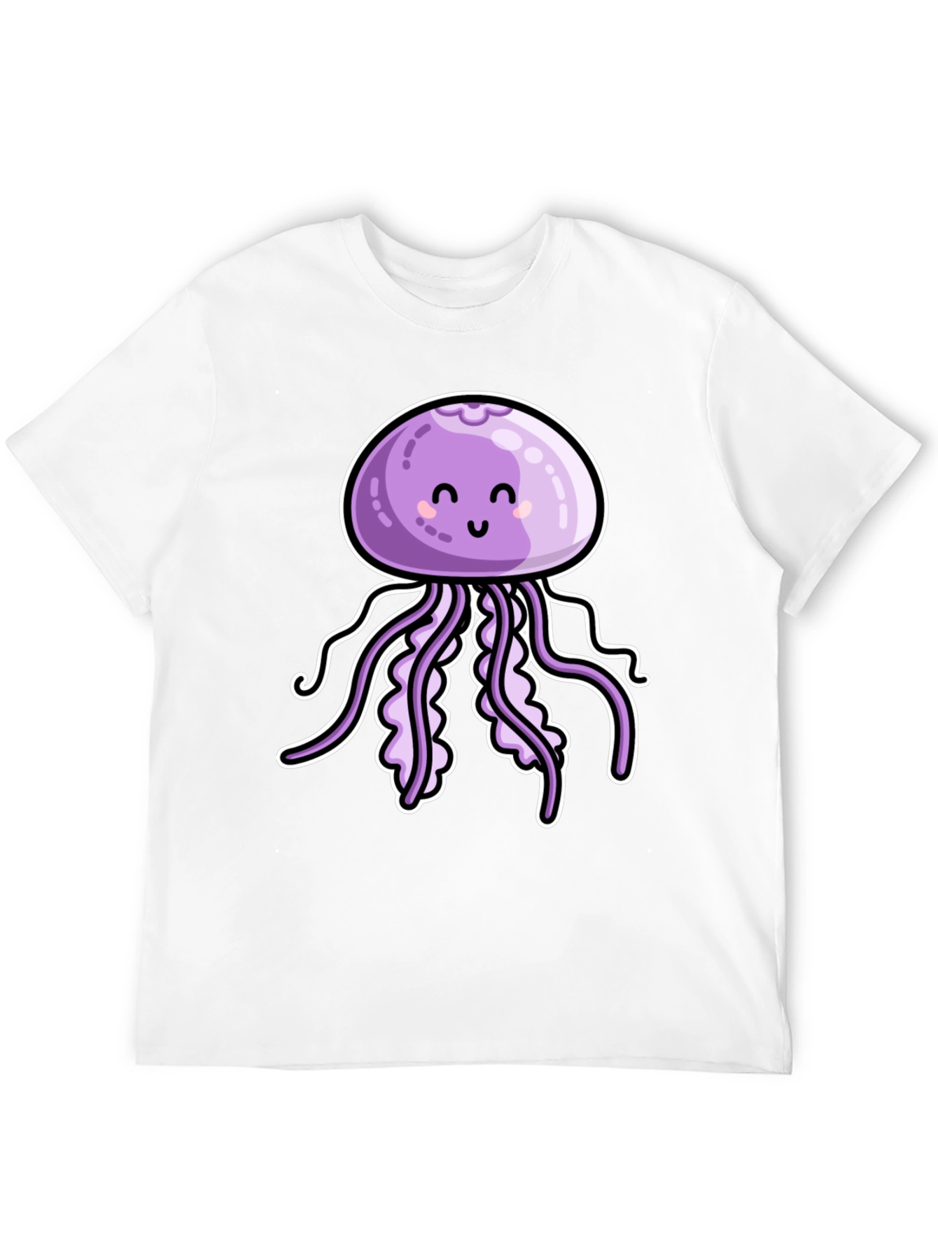 Cute Jellyfish Graphic Tee - Black Cotton T-Shirt