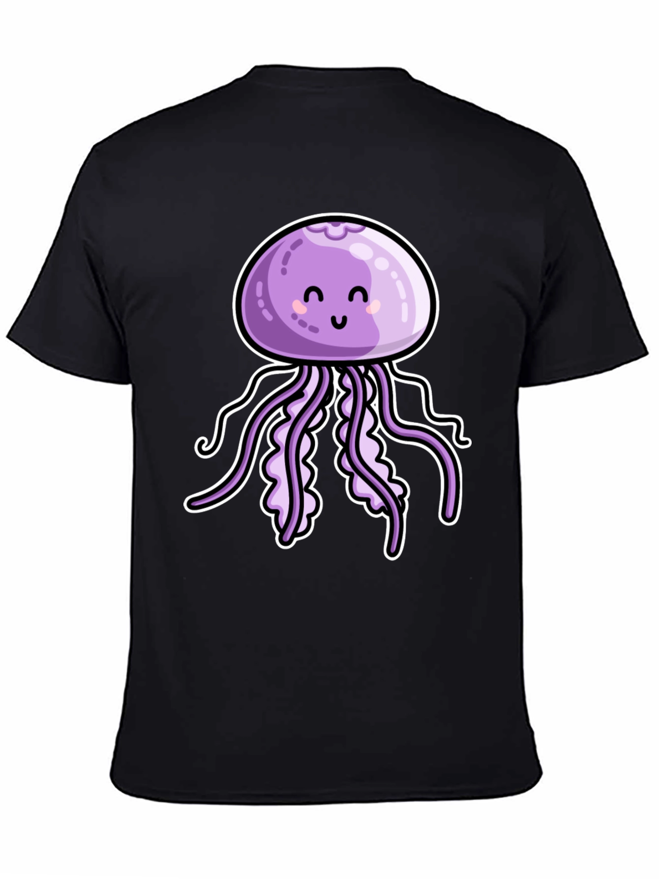 Cute Jellyfish Graphic Tee - Black Cotton T-Shirt