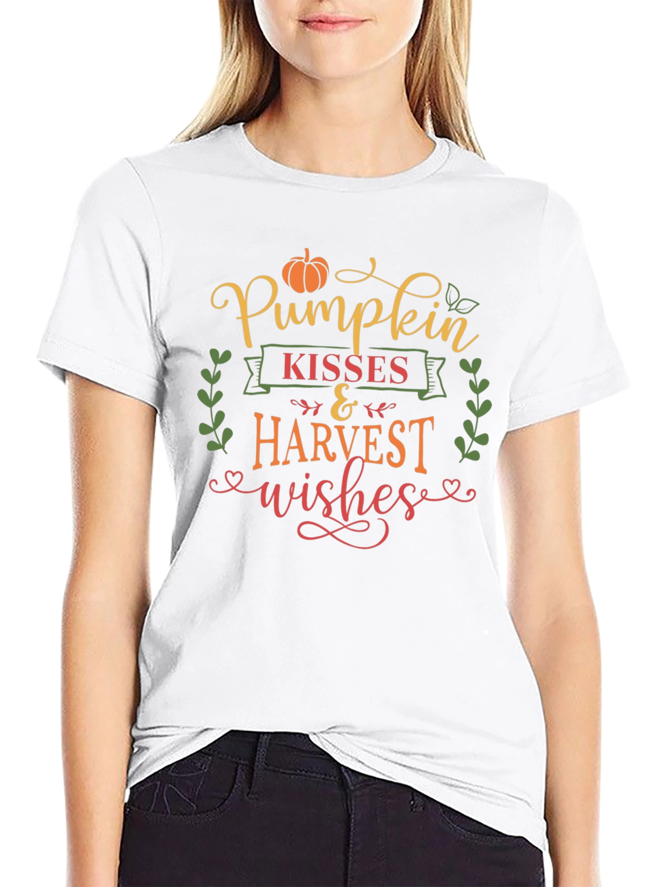 Pumpkin Kisses & Harvest Wishes Graphic T-Shirt