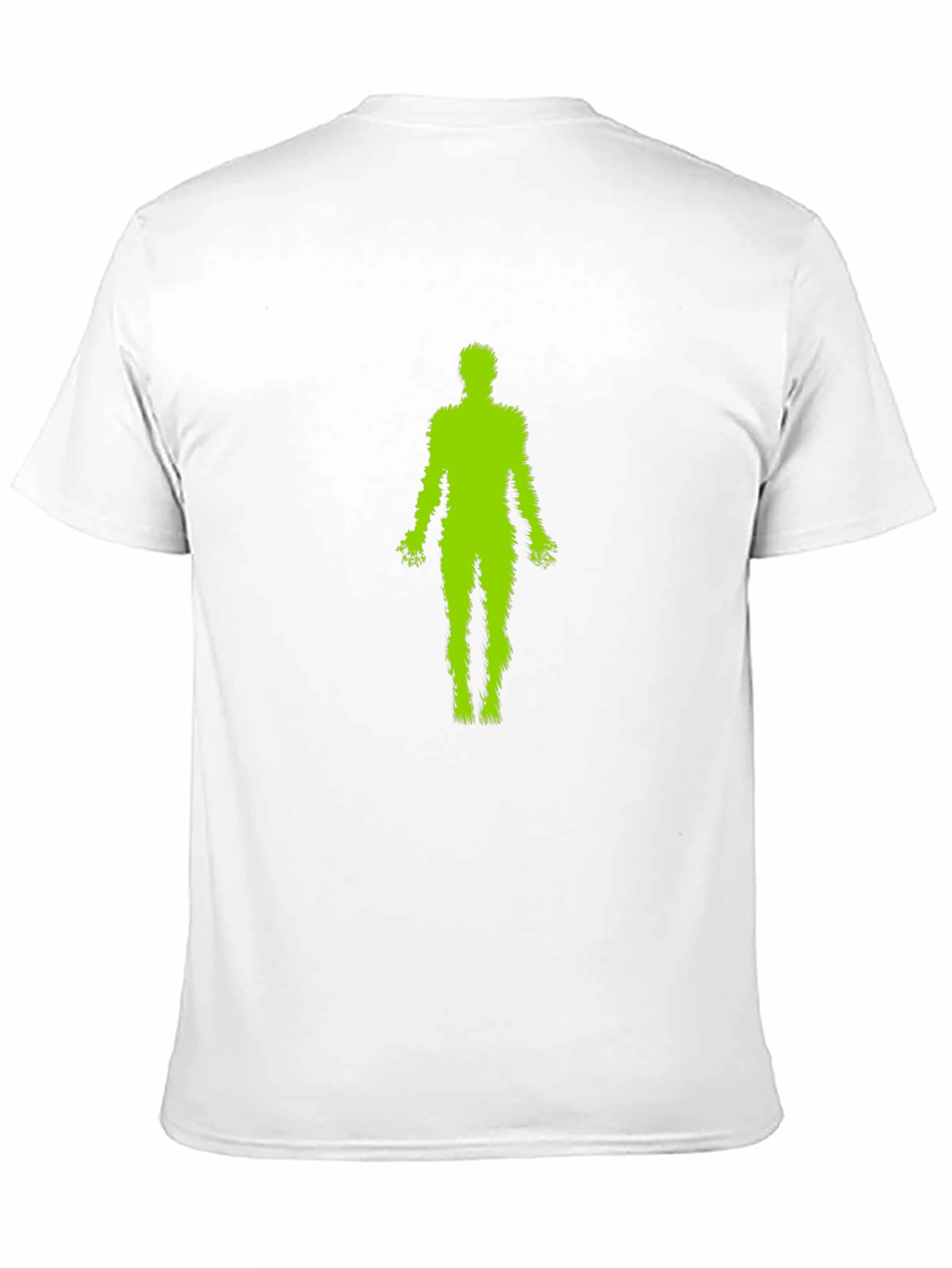 Green Fuzzy Human Black T-Shirt
