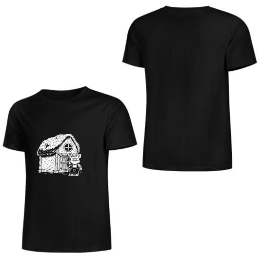 Funny Little Pig House T-Shirt | Cartoon Farm Graphic Tee(z127)