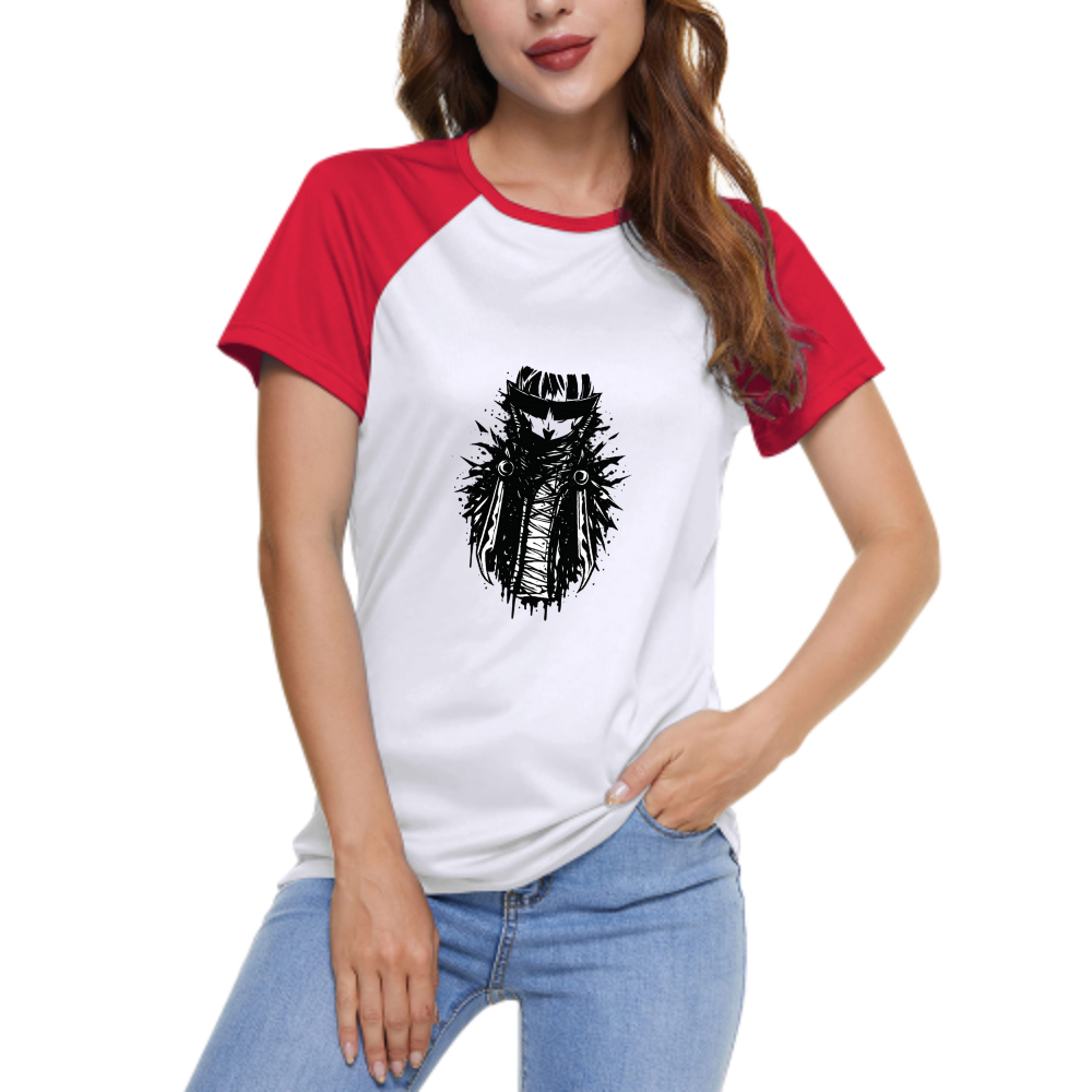 Dark Ninja Anime Graphic Women's Raglan T-Shirt | Cyberpunk Streetwear Cotton Tee(z103)
