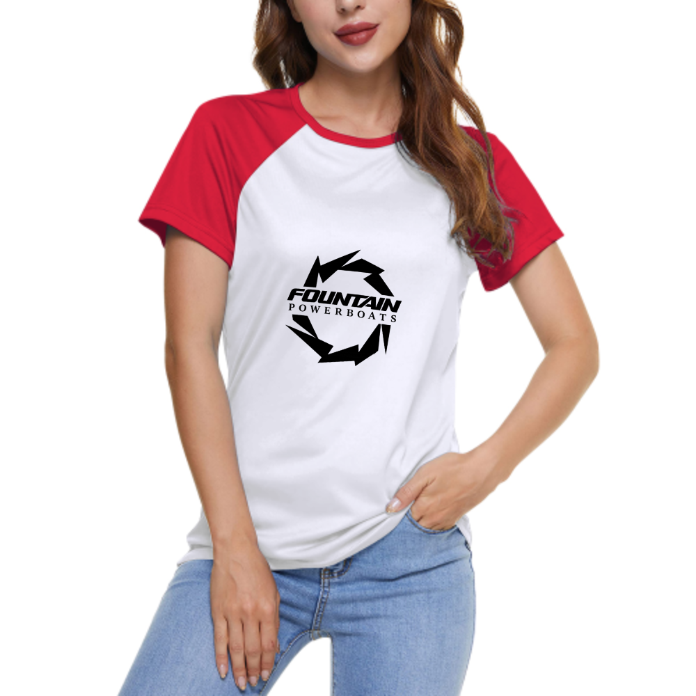 Fountain Powerboats Graphic Women's Raglan T-Shirt | Racing Style Cotton Streetwear Tee(z107)