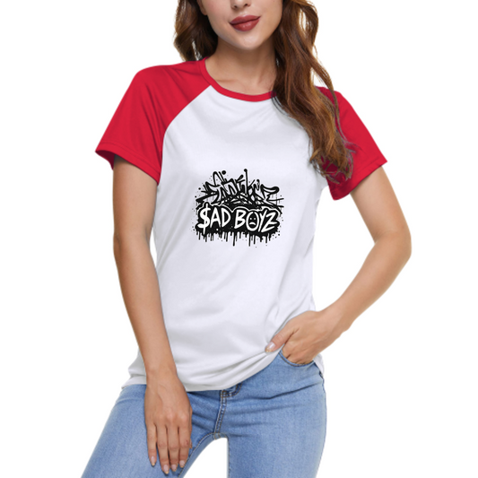 Sad Boyz Graffiti Women's Short Sleeve T-Shirt | 100% Cotton Streetwear Graphic Tee(z101)