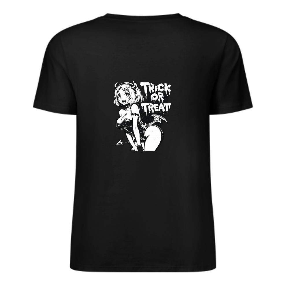 Trick Or Treat Anime Devil Girl Graphic Tee – Cute Halloween Streetwear Shirt(z138)