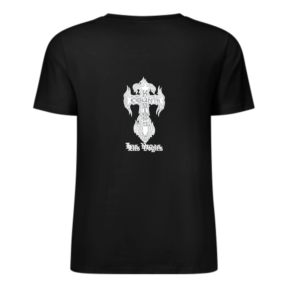 Counts Kustoms Las Vegas Gothic Cross Graphic Tee – Vintage Biker Style Shirt(z140)