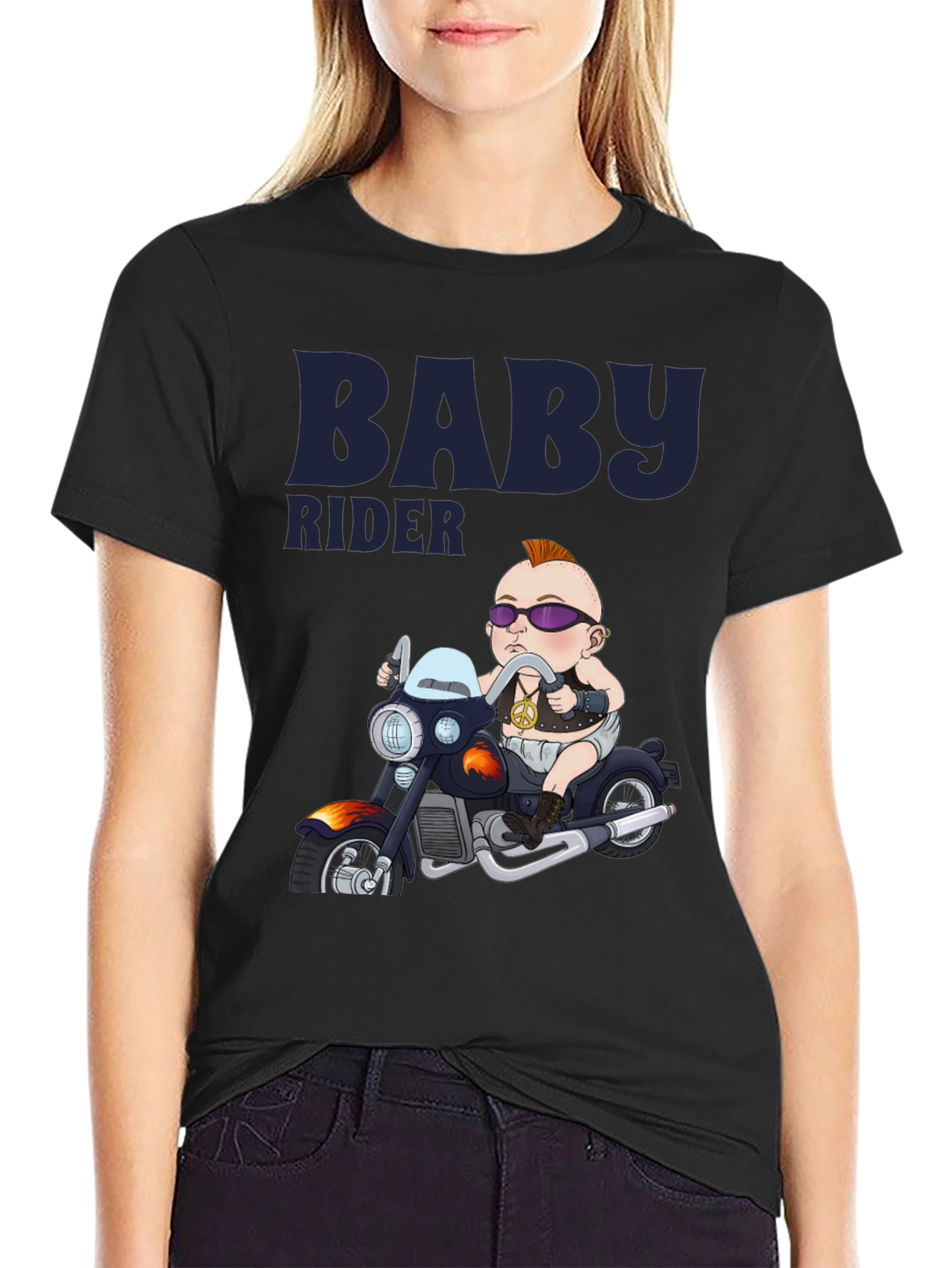 Baby Rider Graphic Tee - Black Cotton T-Shirt