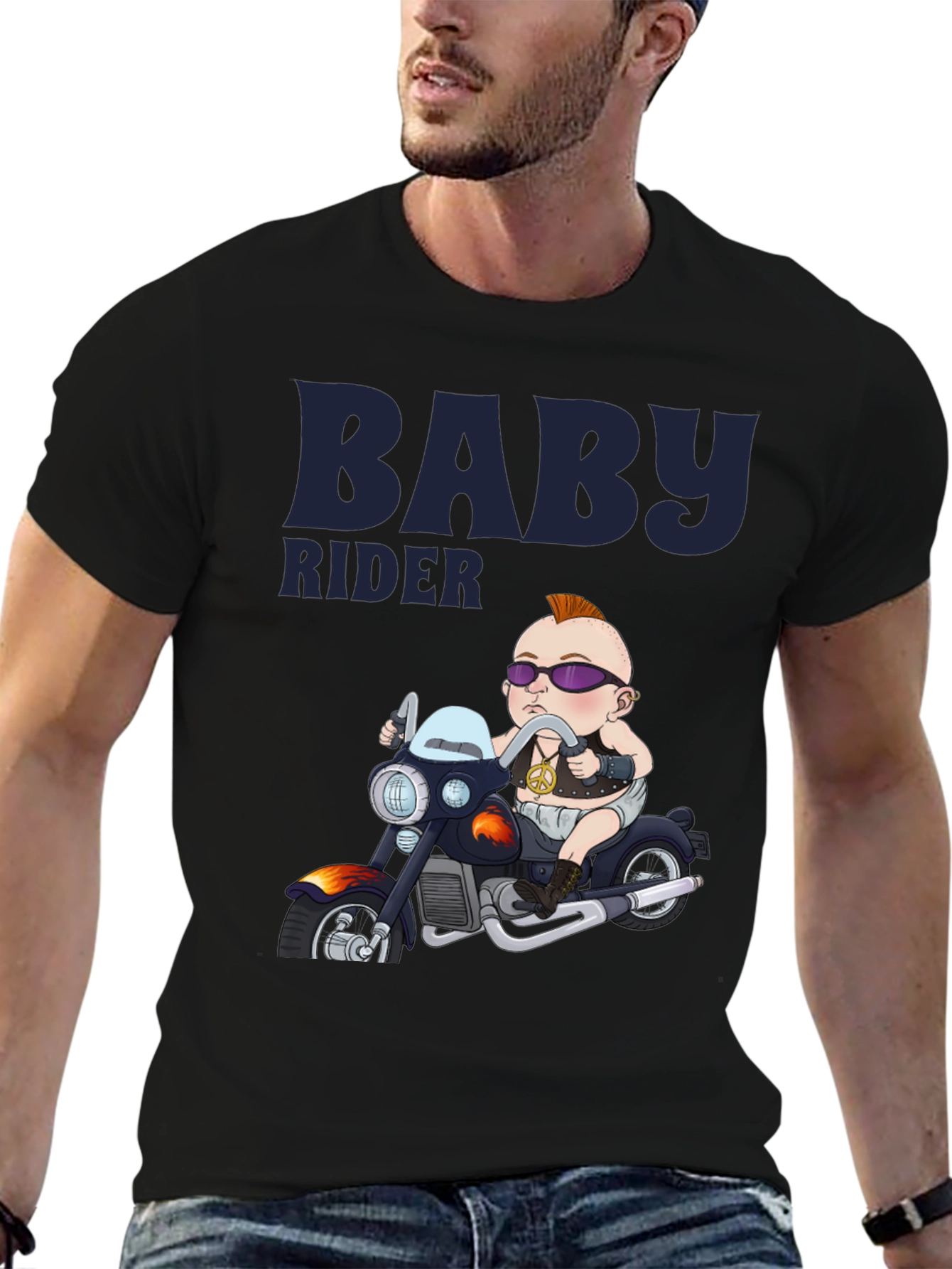 Baby Rider Graphic Tee - Black Cotton T-Shirt
