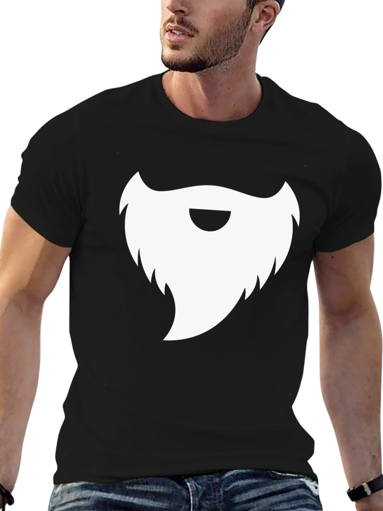 Bearded Mans Black Cotton Graphic T-Shirt