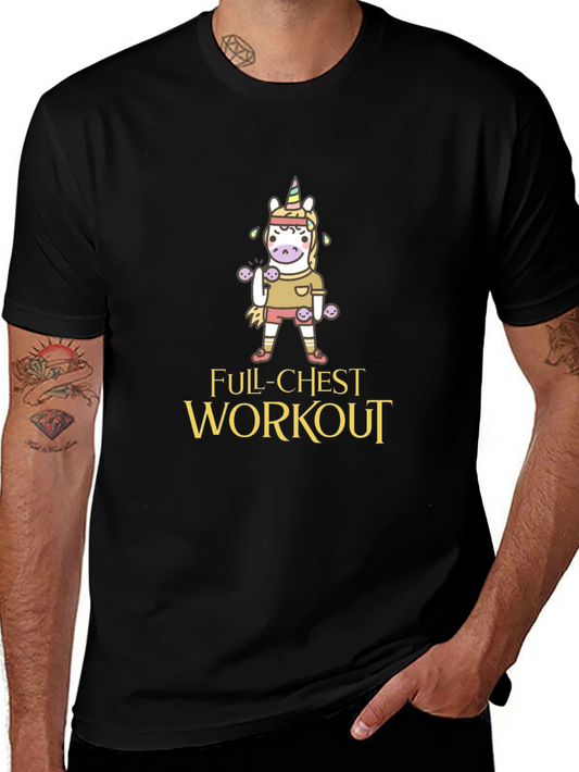 Funny Full-Chest Workout Unicorn Graphic T-Shirt
