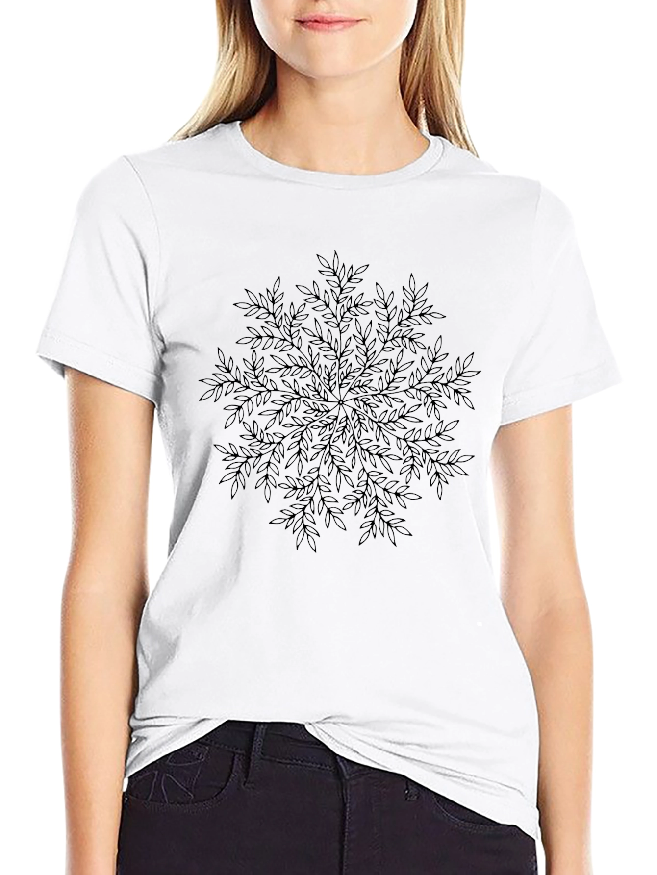 Leaf Mandala Graphic Black Tee