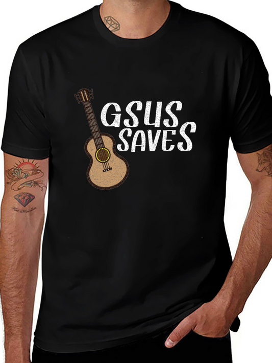 GSUS Saves Graphic T-Shirt - Black Guitar Design