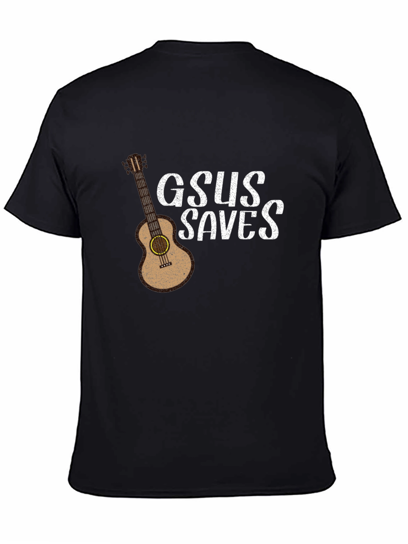 GSUS Saves Graphic T-Shirt - Black Guitar Design