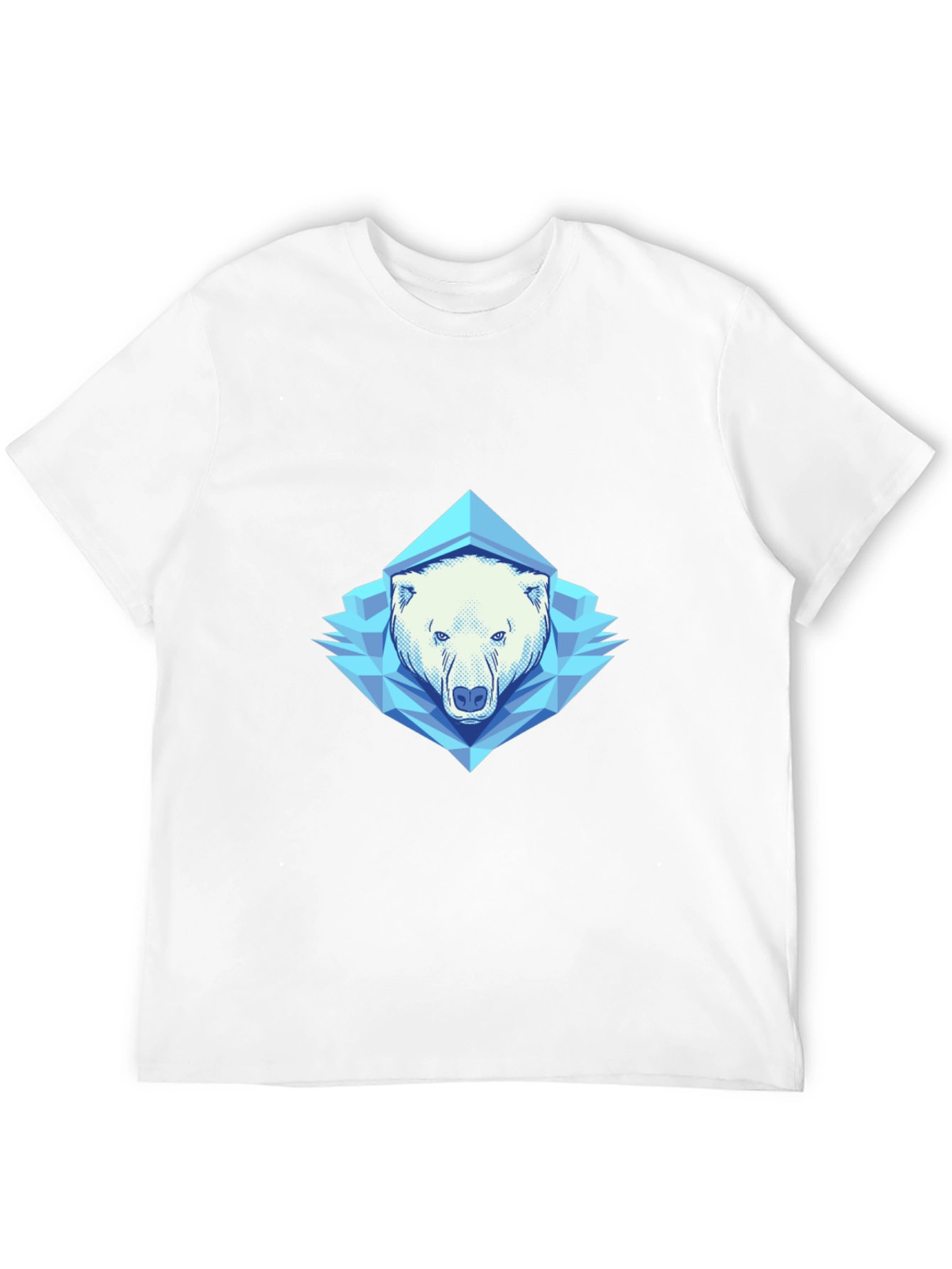 Geometric Polar Bear Graphic Tee - Black