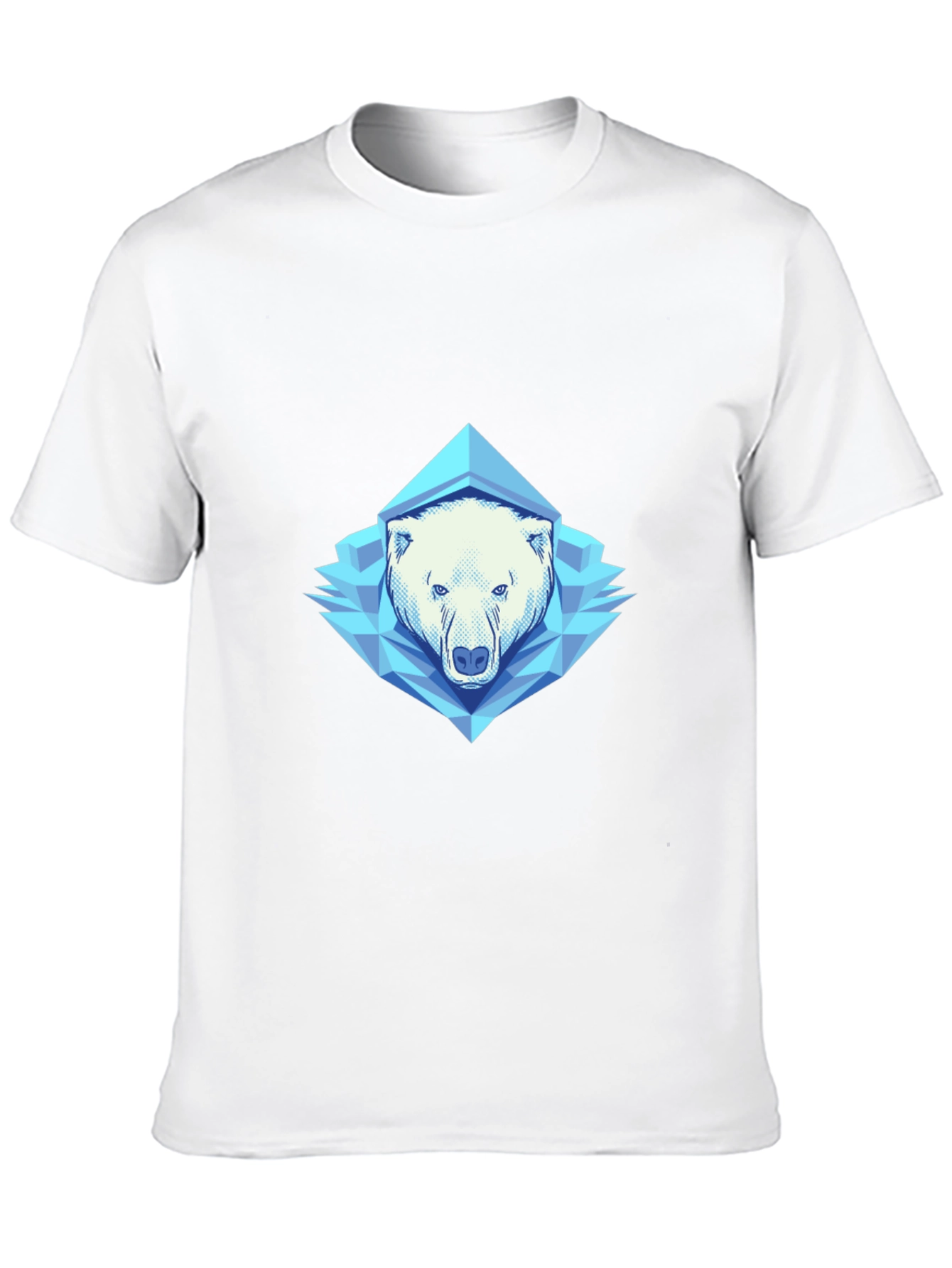 Geometric Polar Bear Graphic Tee - Black
