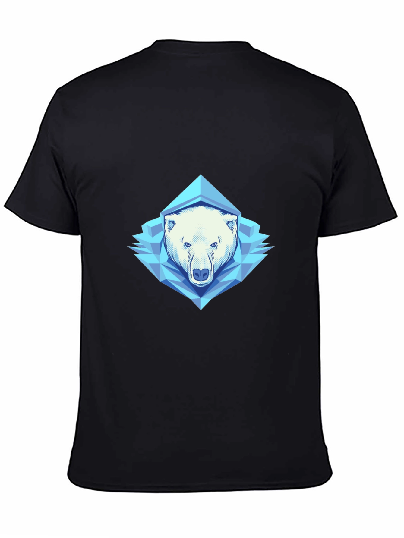 Geometric Polar Bear Graphic Tee - Black