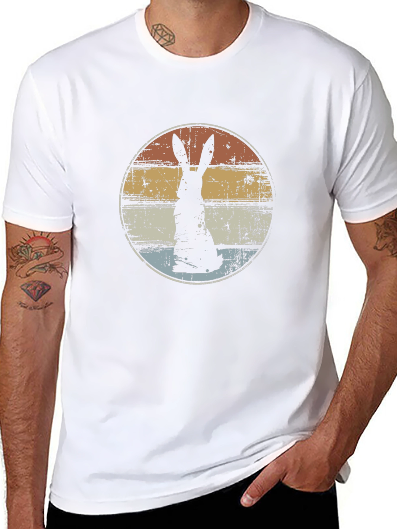 Retro Rabbit Graphic Tee - Distressed Print