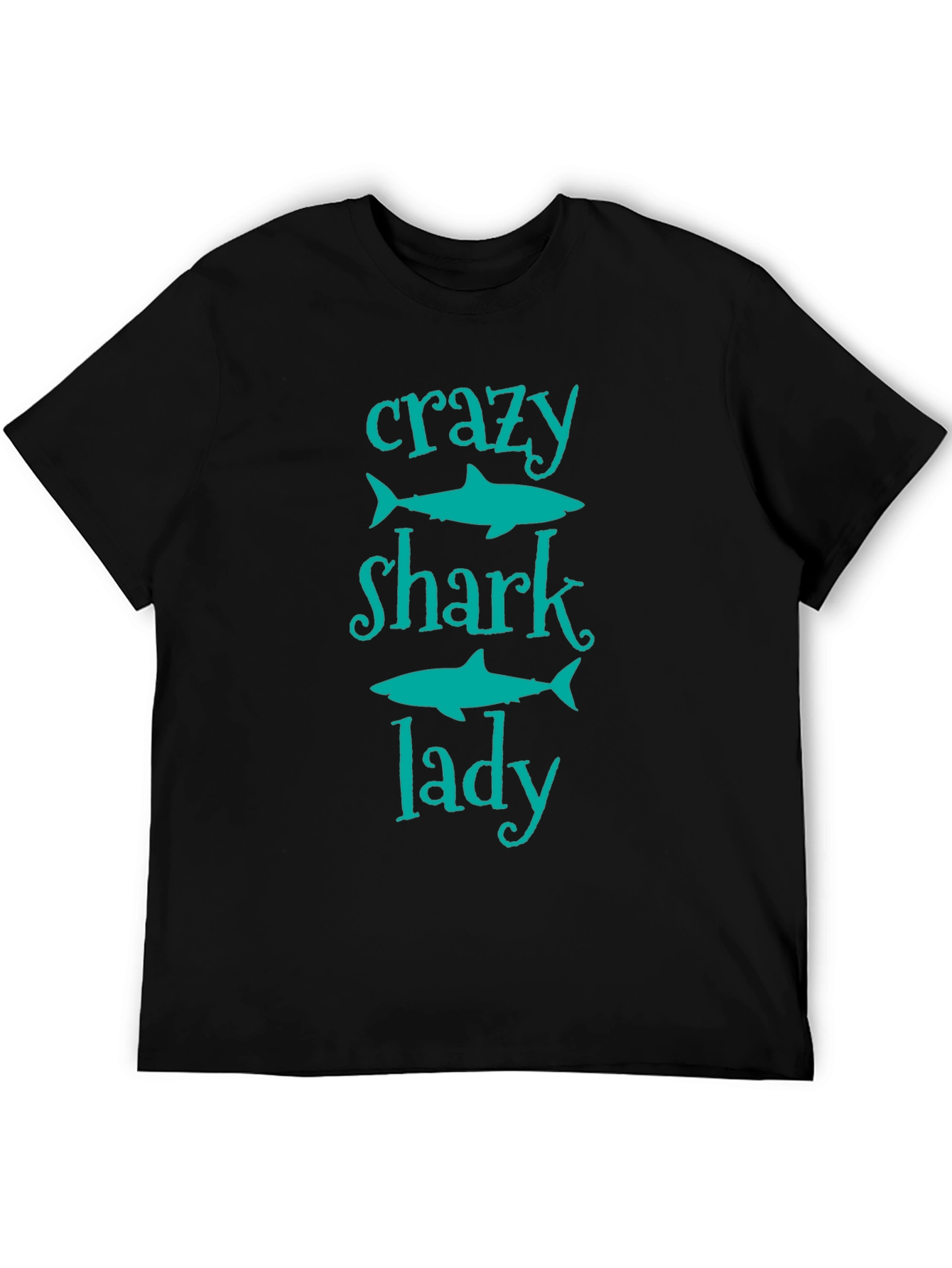 Crazy Shark Lady Graphic Tee - Black