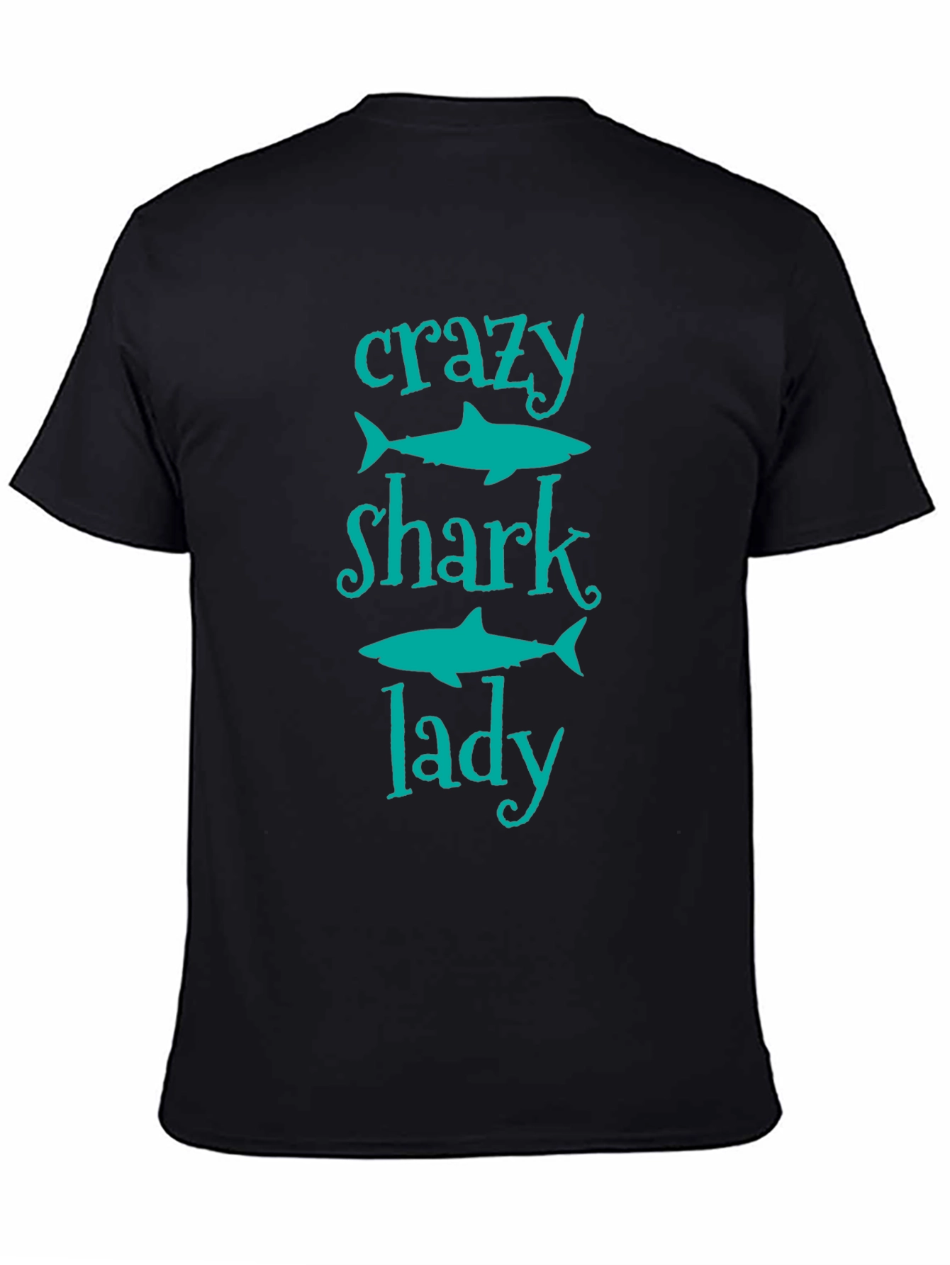 Crazy Shark Lady Graphic Tee - Black