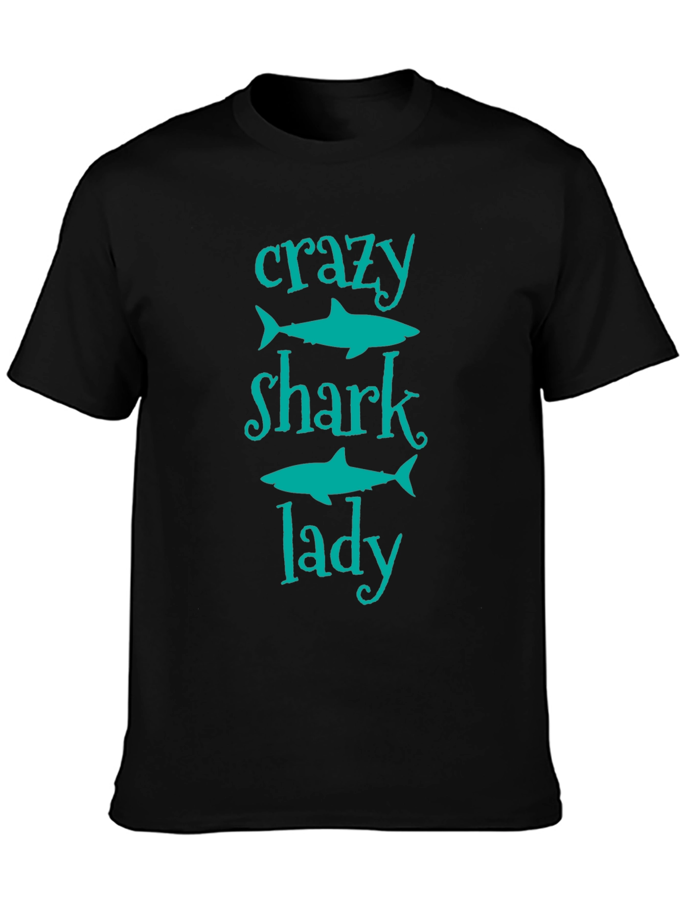 Crazy Shark Lady Graphic Tee - Black