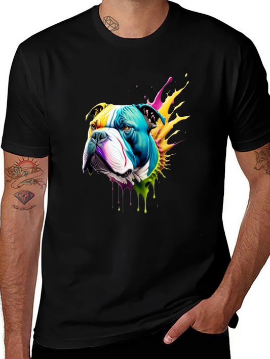 Colorful Bulldog Graphic T-Shirt
