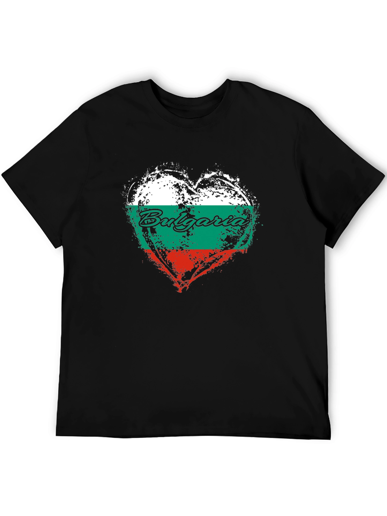 Bulgaria Flag Heart T-Shirt - Black