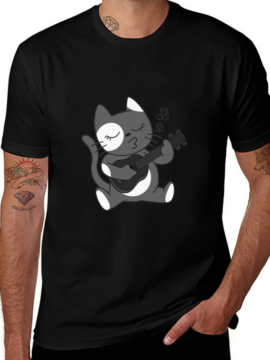 Cool Cat Guitarist Graphic T-Shirt