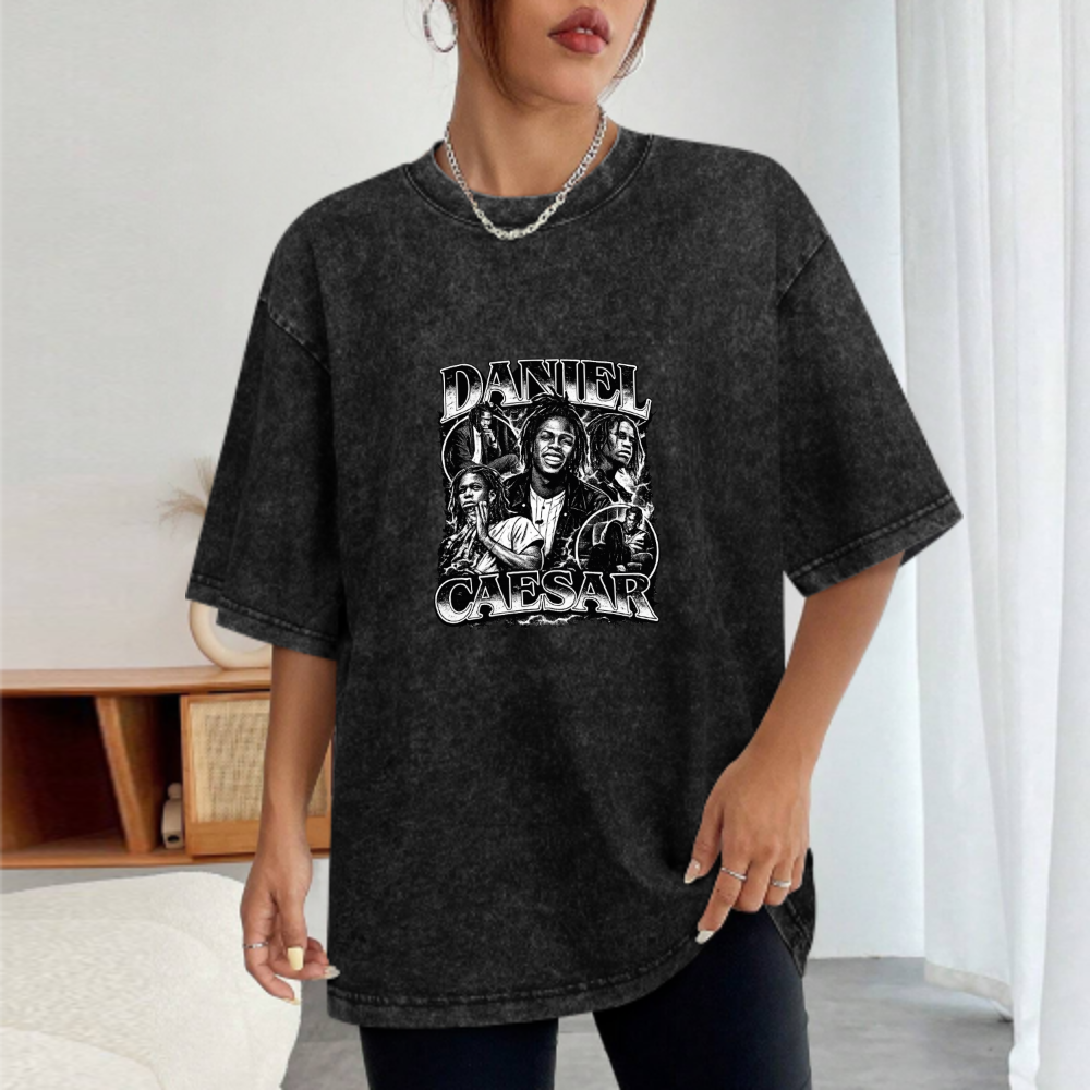 Daniel Caesar Vintage Graphic Washed T-Shirt | Retro Music Streetwear Tee(z110)