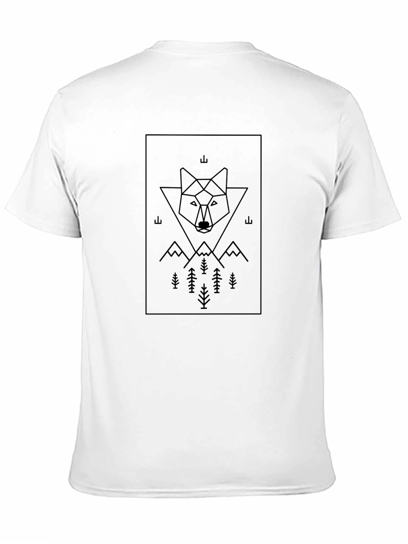 Geometric Wolf Graphic Tee - Black