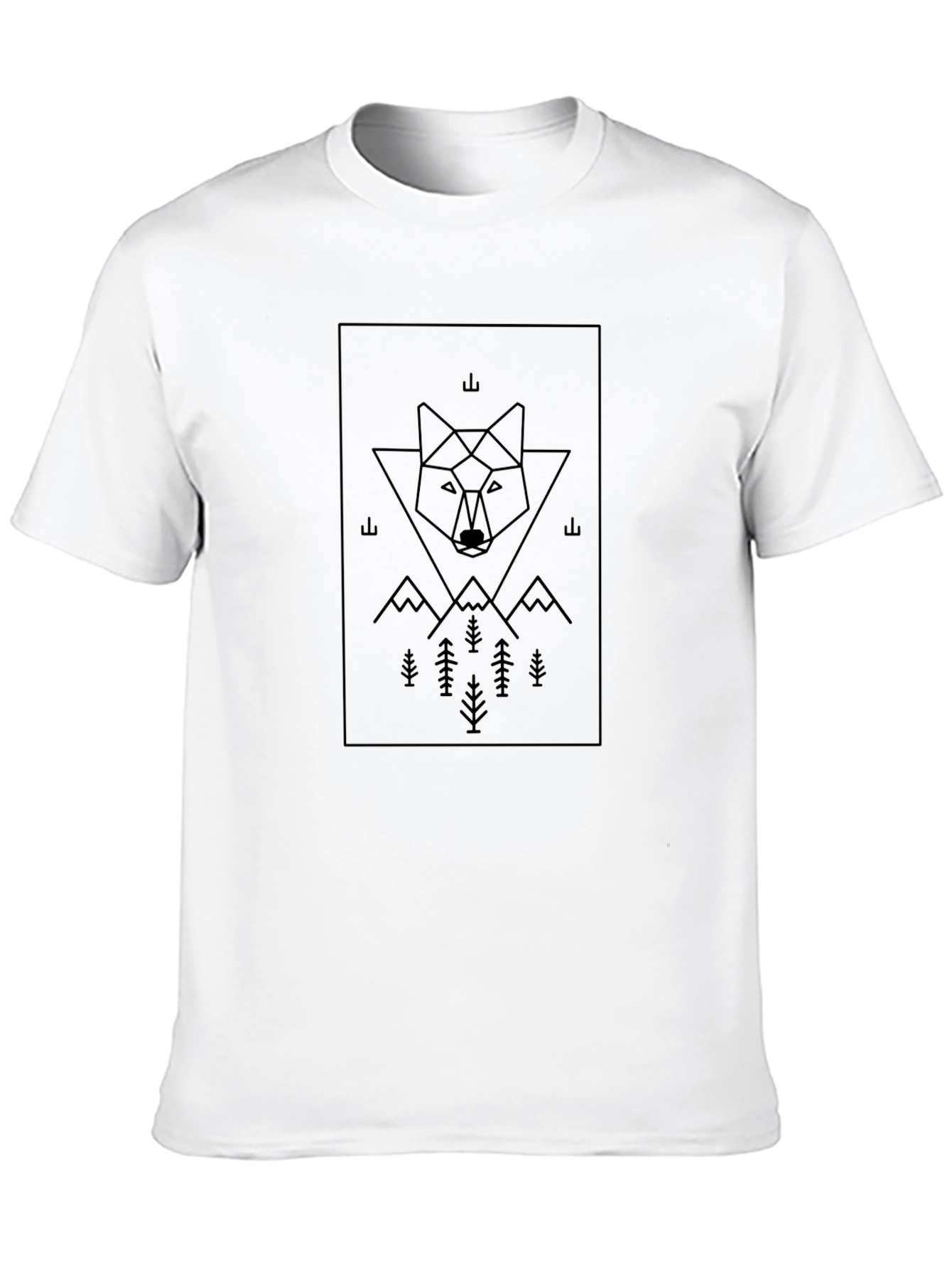 Geometric Wolf Graphic Tee - Black