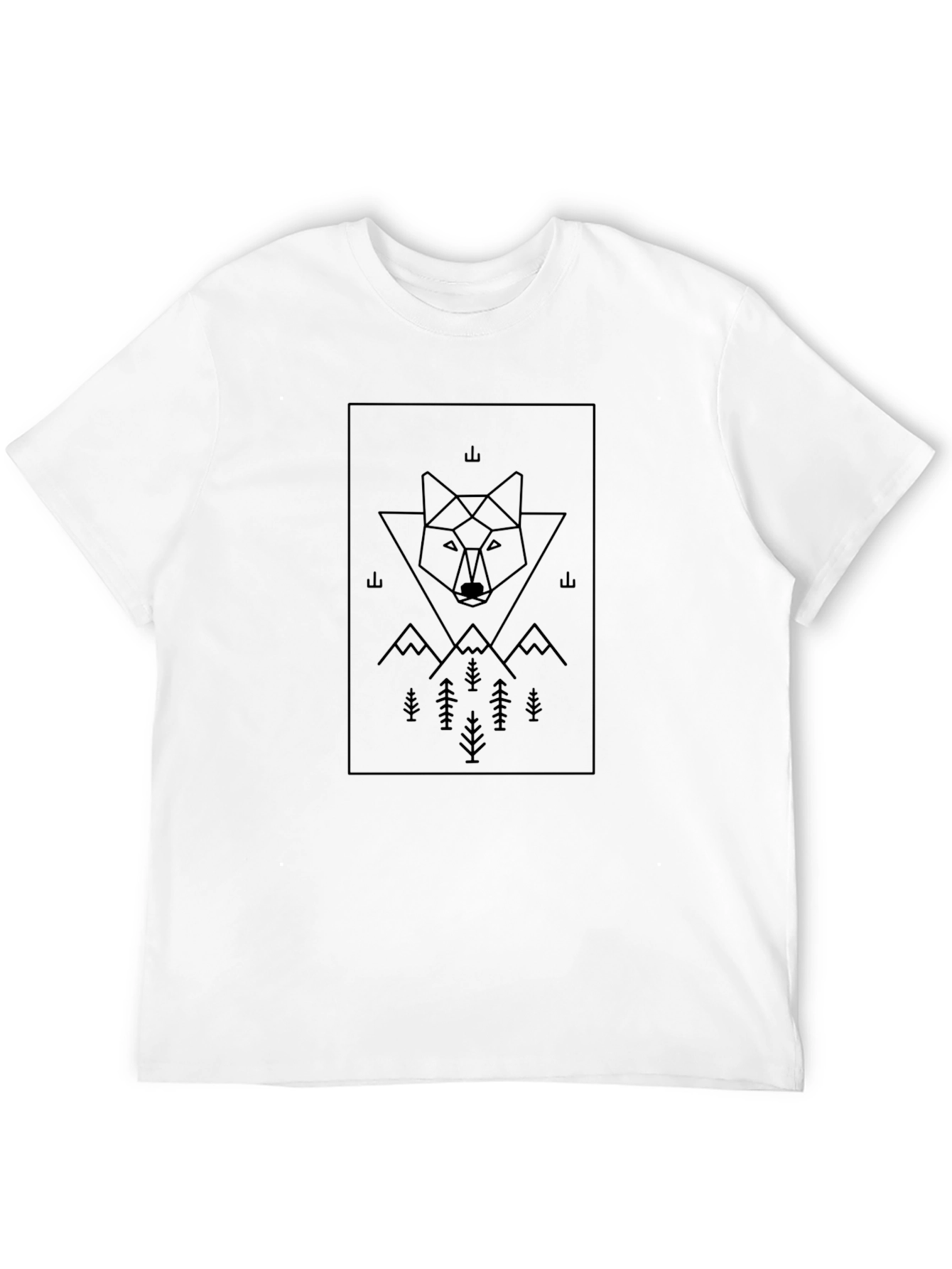 Geometric Wolf Graphic Tee - Black