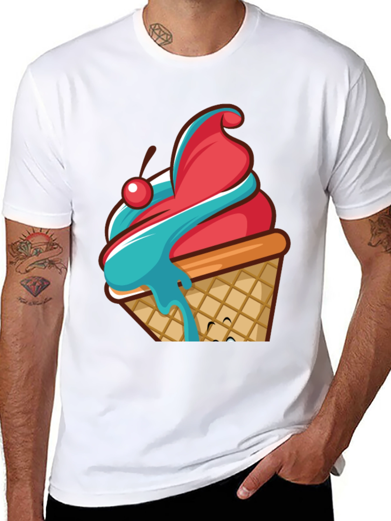 Ice Cream Cone Graphic T-Shirt - Novelty Design