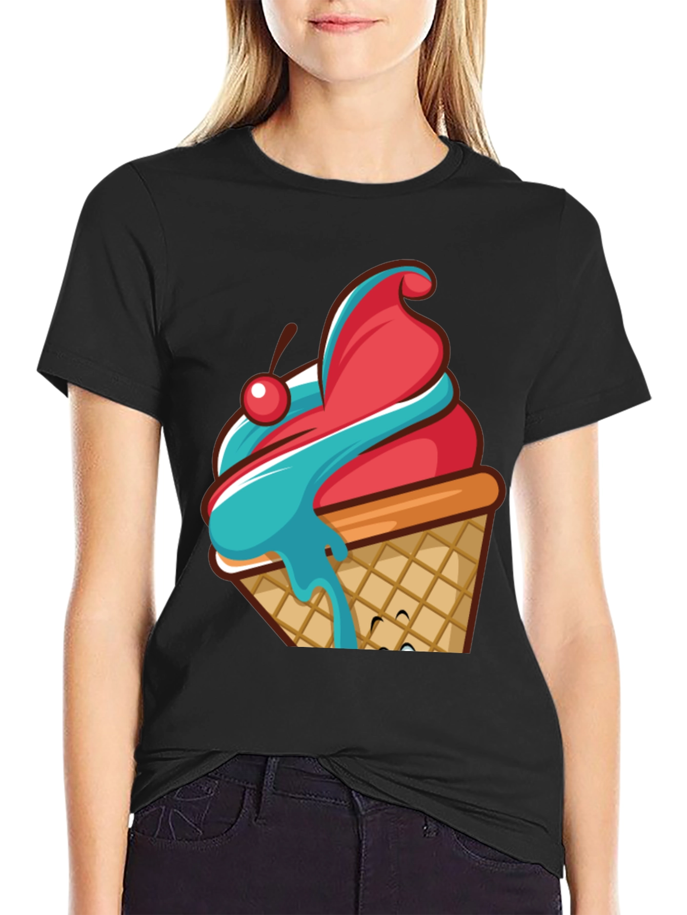 Ice Cream Cone Graphic T-Shirt - Novelty Design