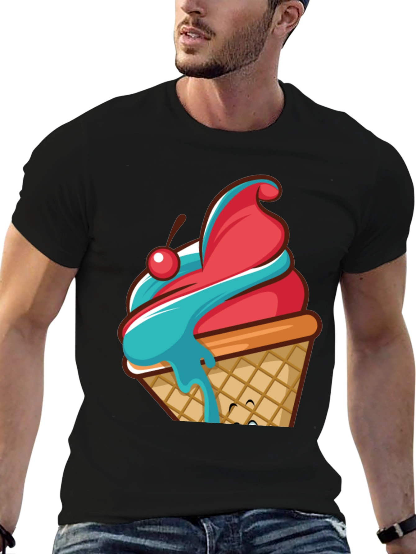 Ice Cream Cone Graphic T-Shirt - Novelty Design