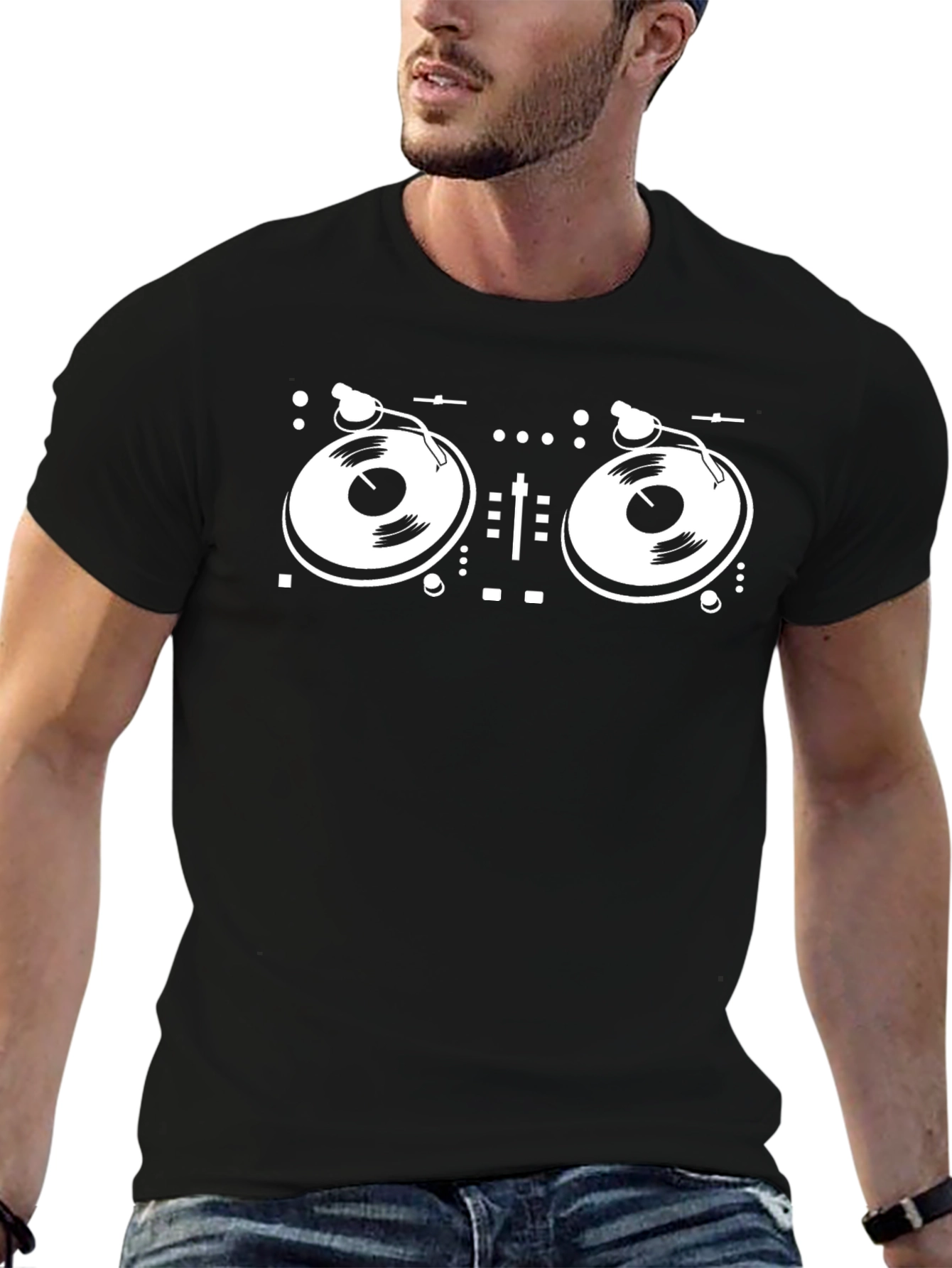 DJ Turntable Graphic Tee - Black