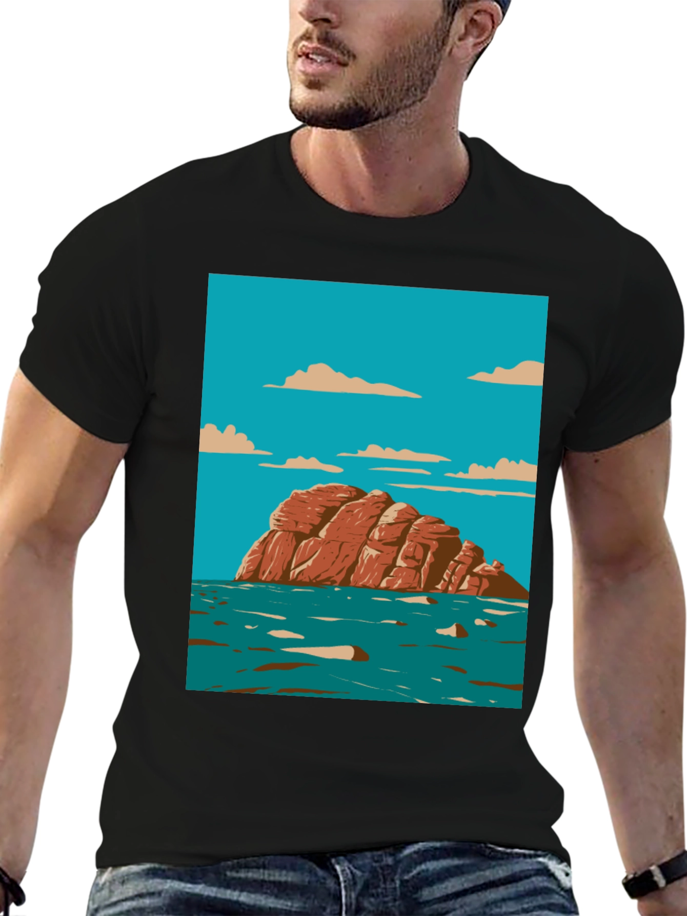 Scenic Rock Island Graphic Tee - Stylish Comfort