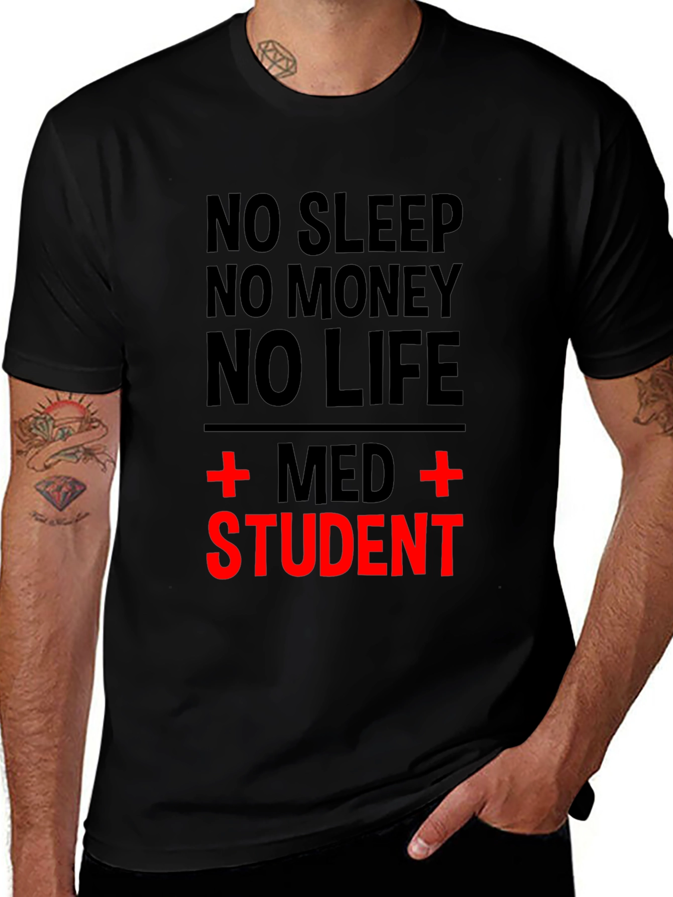 No Sleep Med Student Black T-Shirt