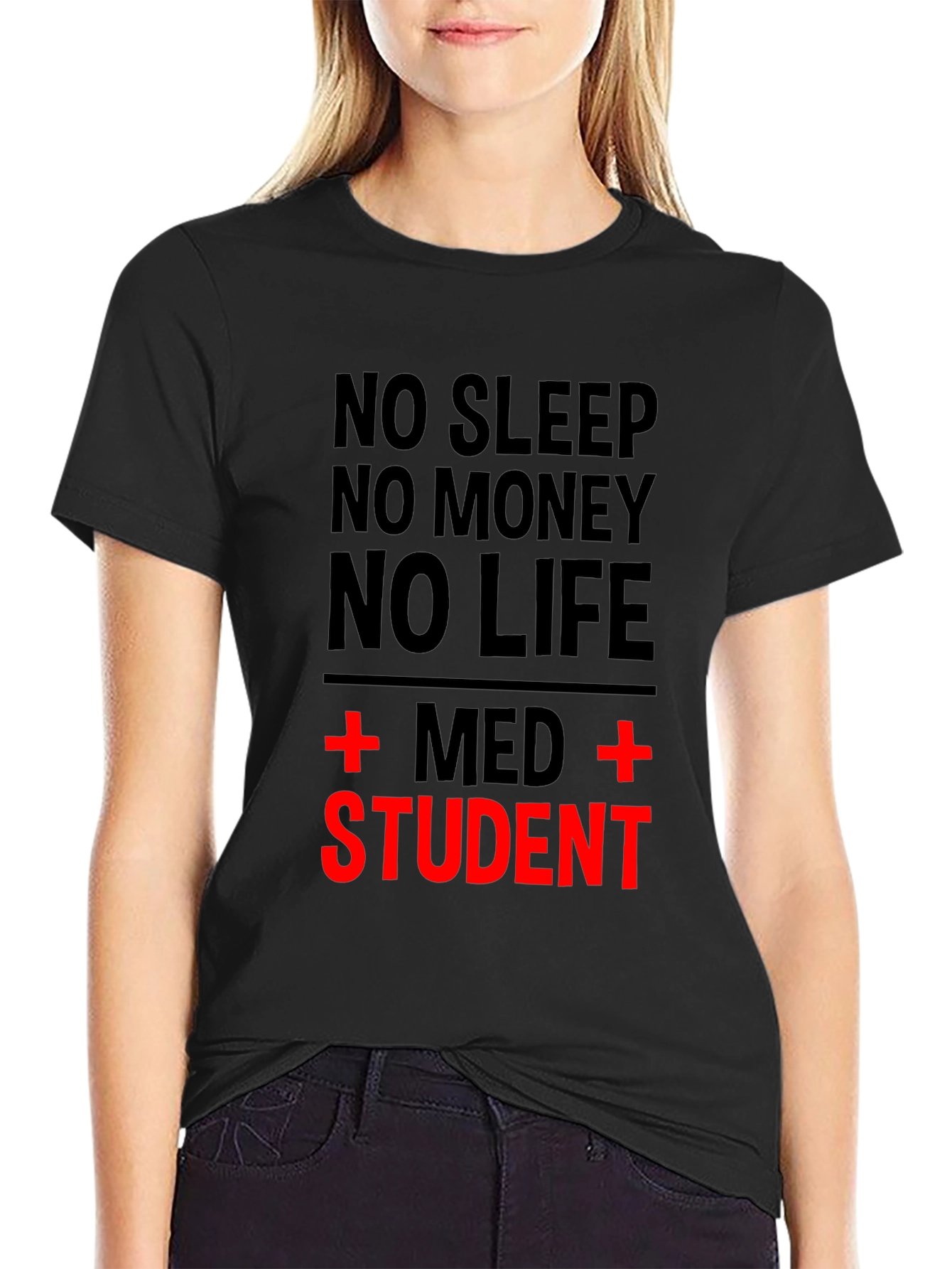No Sleep Med Student Black T-Shirt