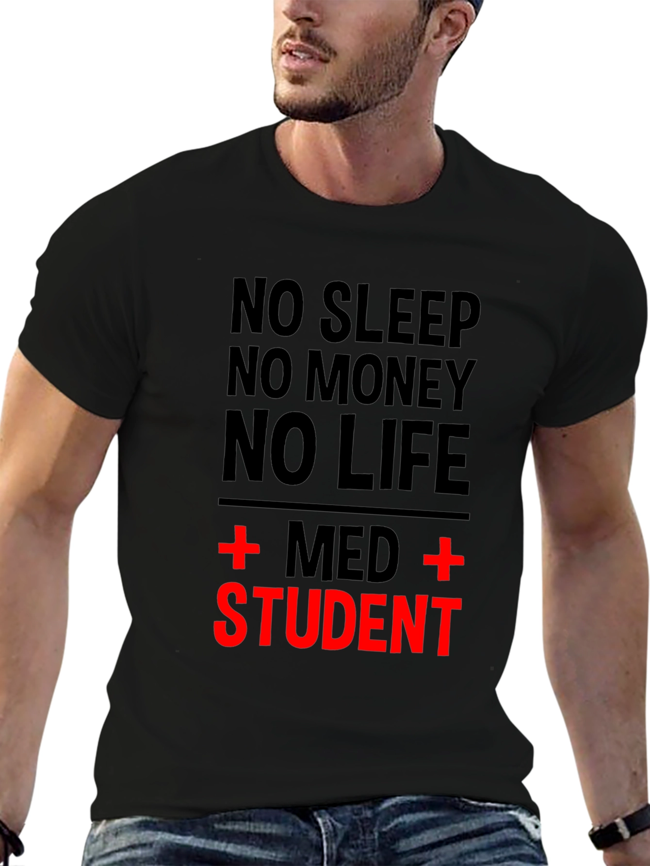 No Sleep Med Student Black T-Shirt