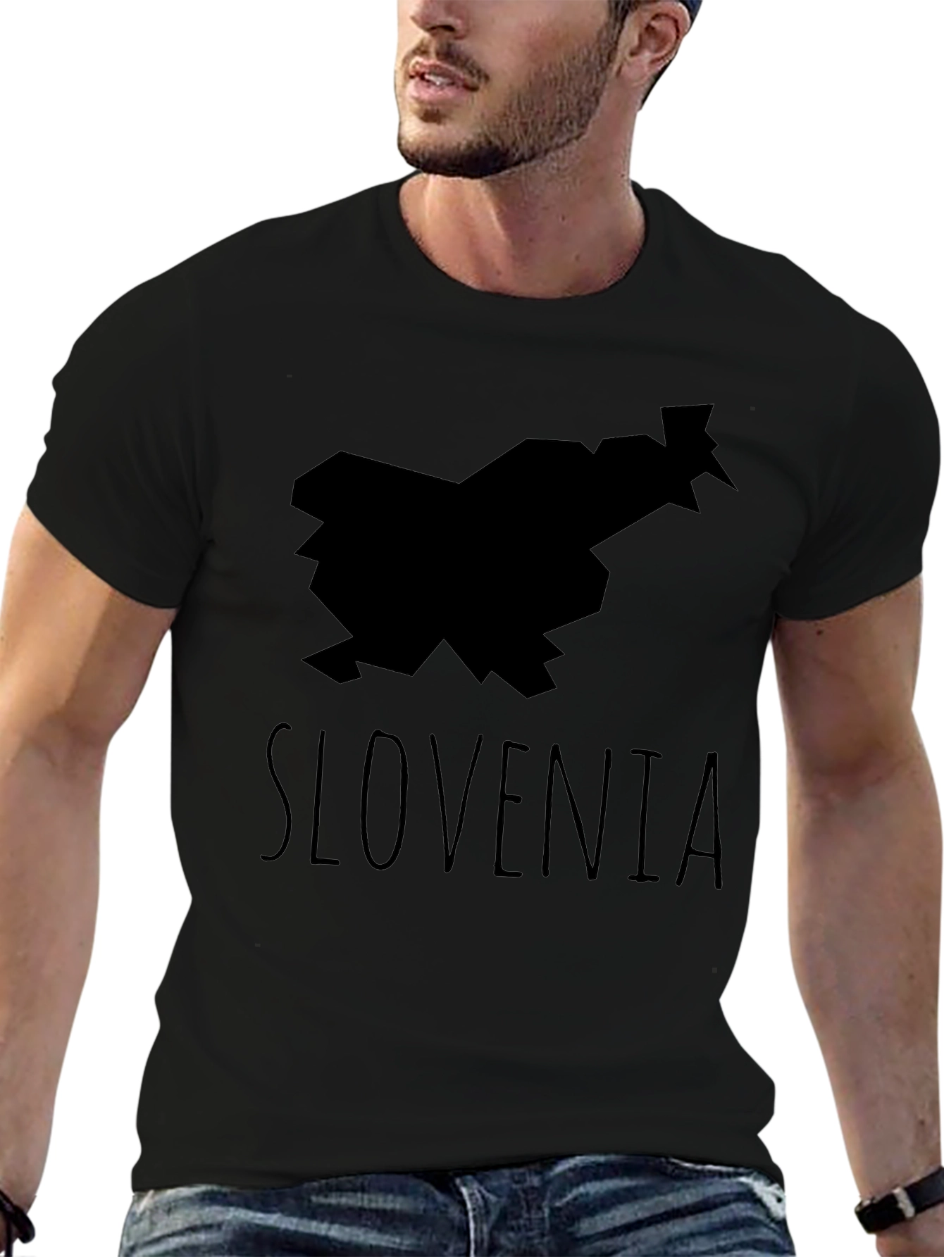 Slovenia Map Tee - Black Graphic T-Shirt