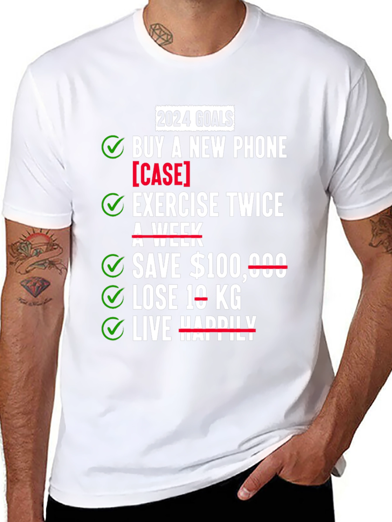 2024 Goals T-Shirt - New Phone Exercise Save
