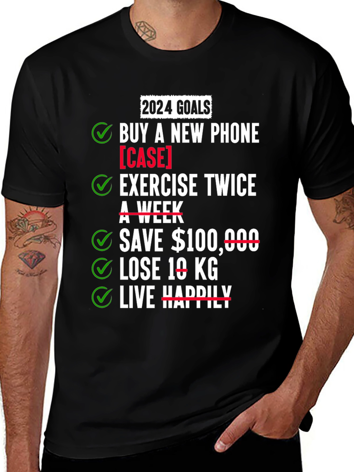 2024 Goals T-Shirt - New Phone Exercise Save