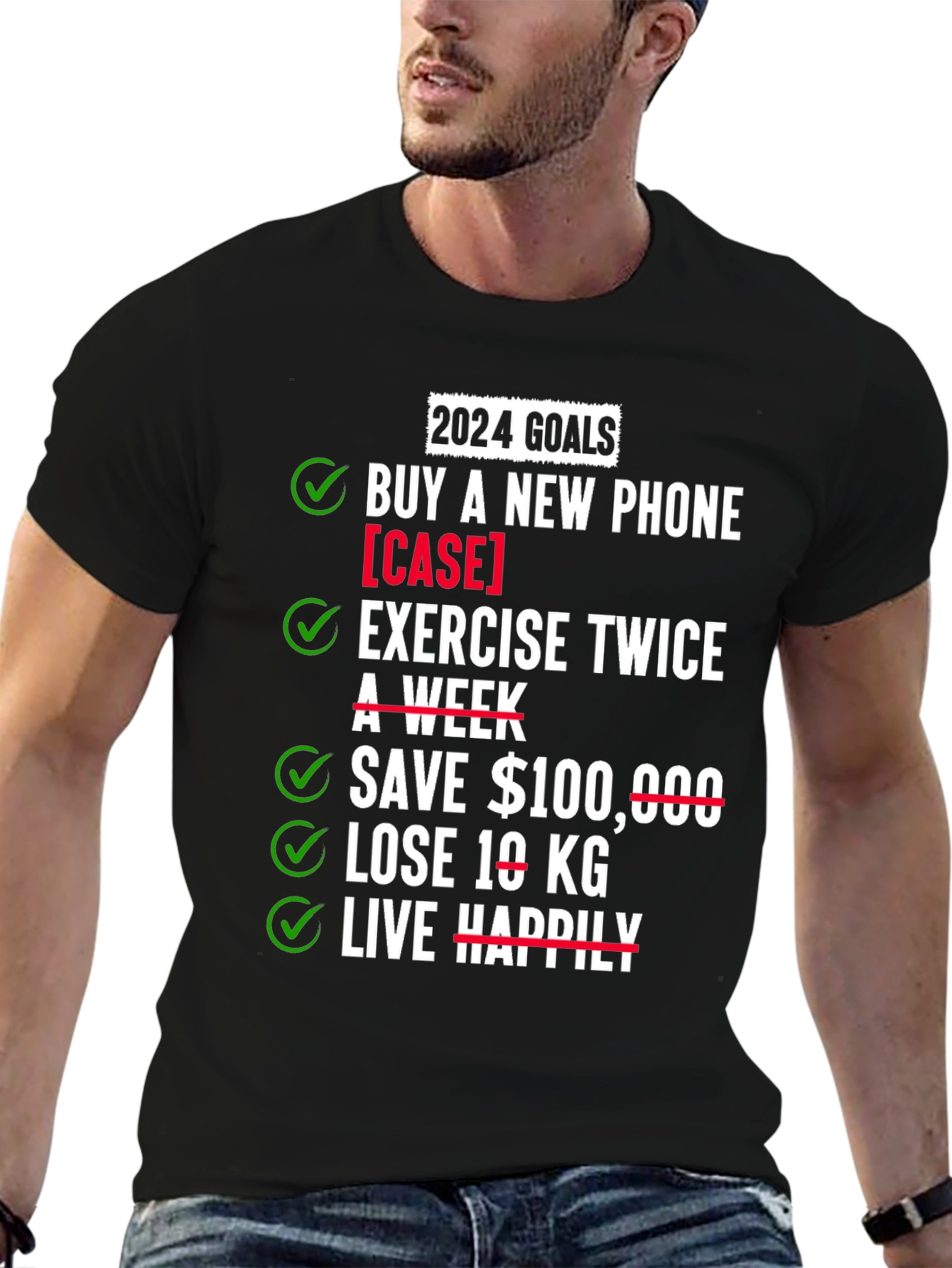 2024 Goals T-Shirt - New Phone Exercise Save