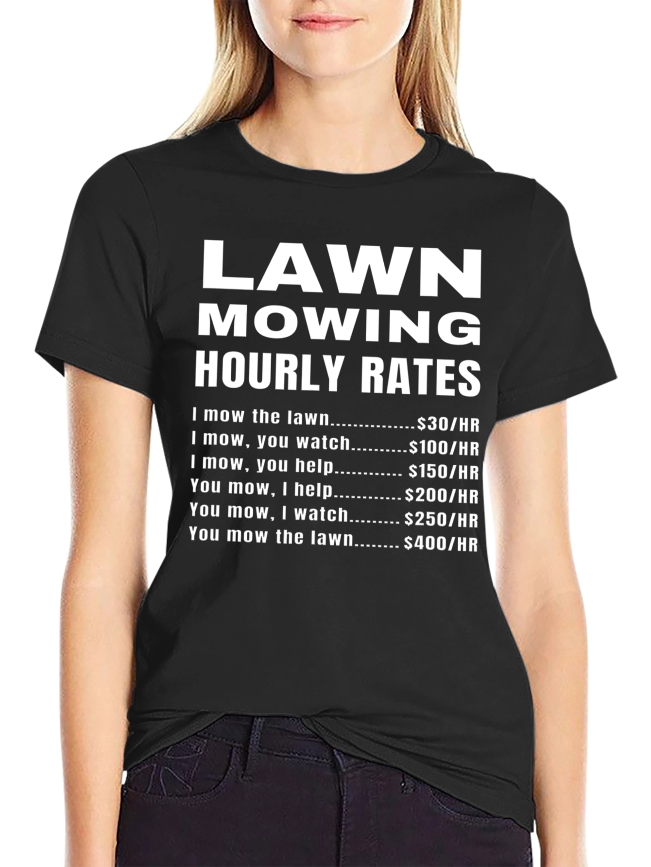 Funny Lawn Mowing Hourly Rates Graphic T-Shirt