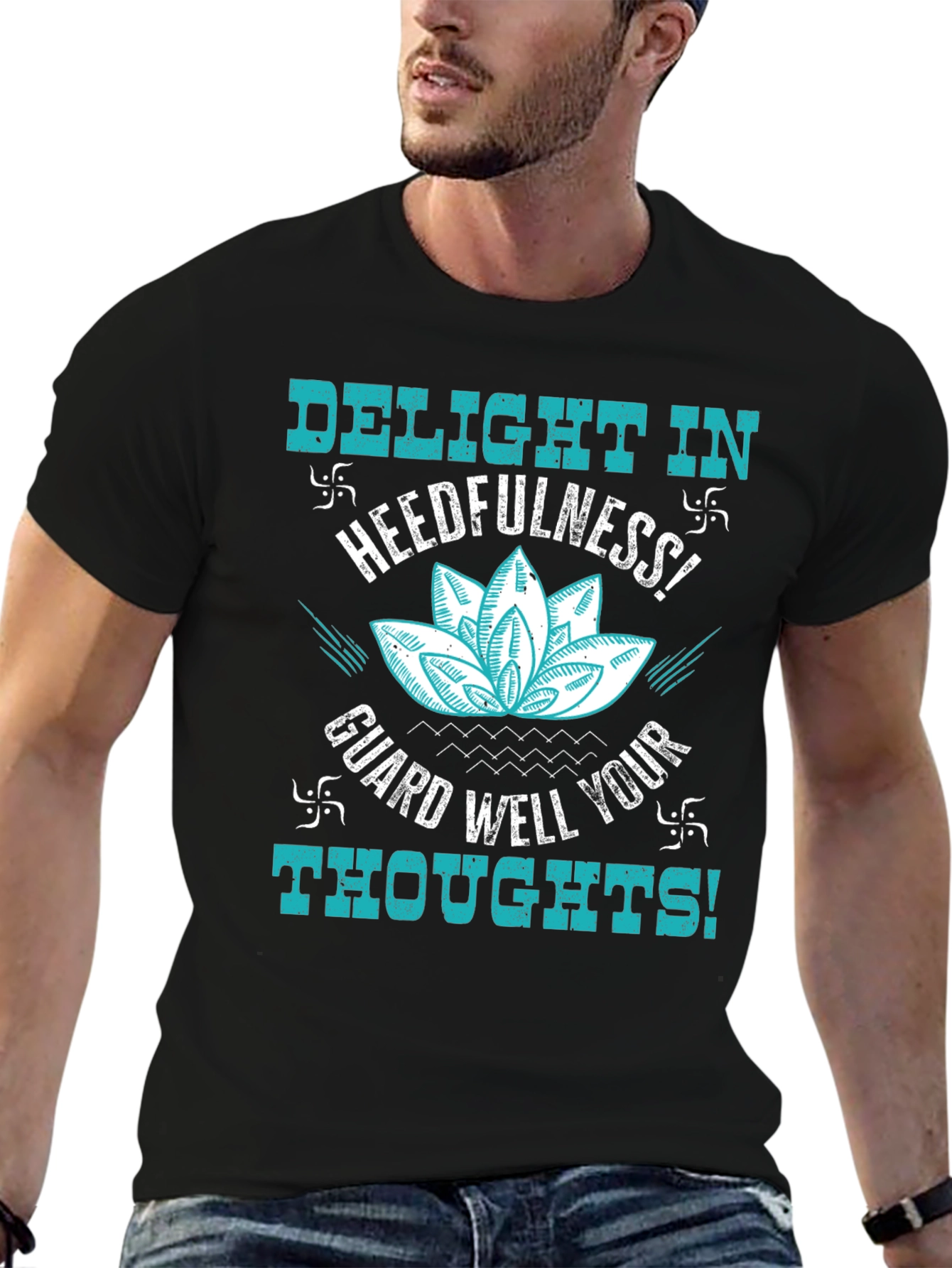 Delight in Heedfulness Black Graphic Tee
